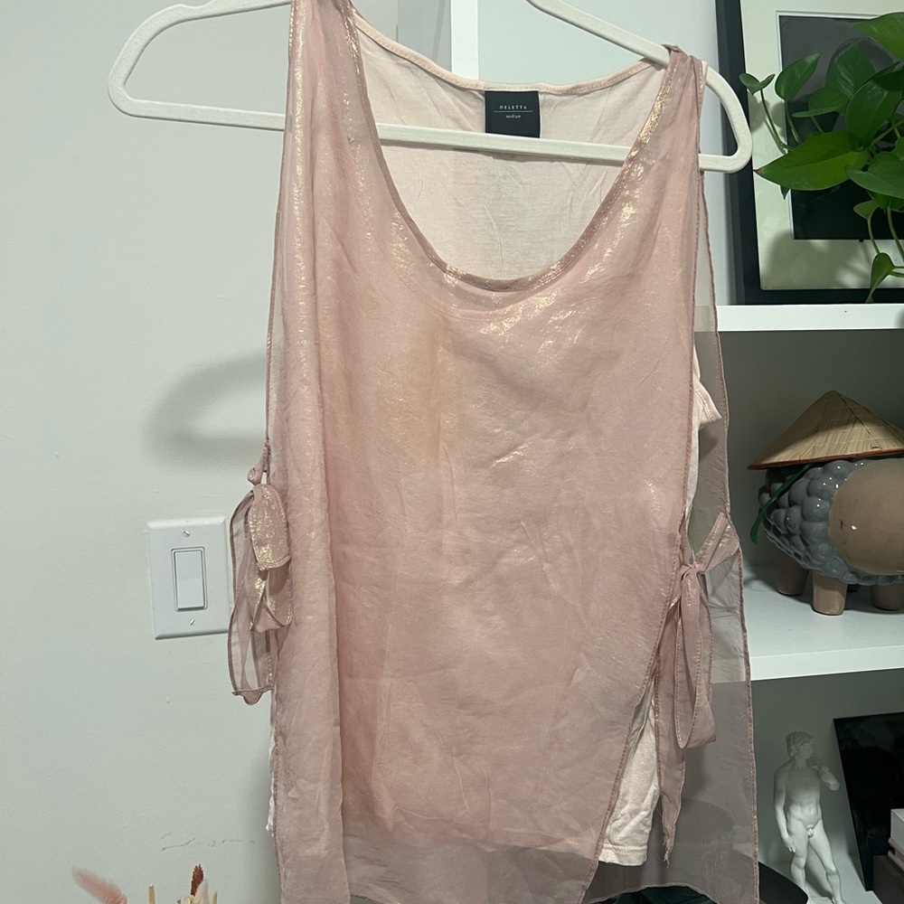Anthropologie pink shimmer tank top